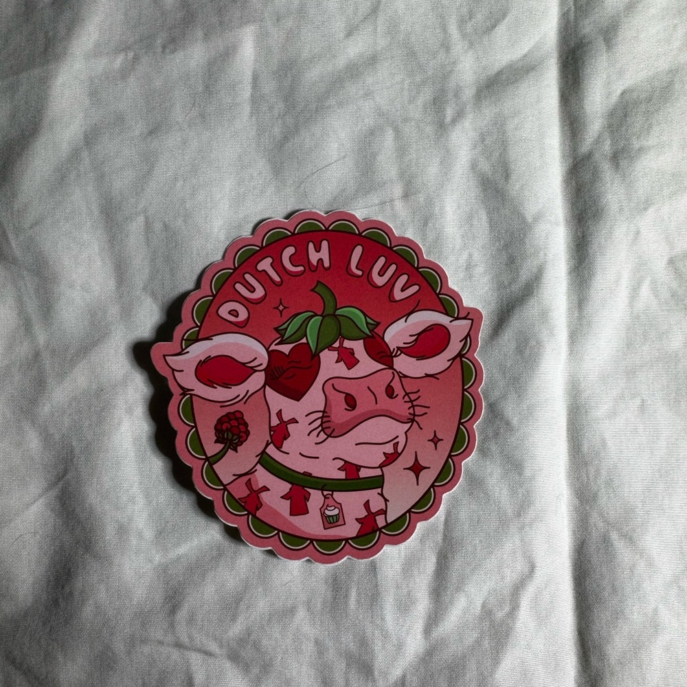 Dutch Bros Pink Cow Dutch Luv Valentines Sticker
